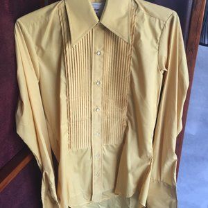 70s wide lapel tux shirt. 14/34 cuff link required